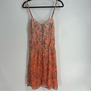 GYPSY 05 Women’s Orange Ombré Floral Printed Tank 100% Silk Dress Sz M